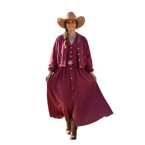 Peter Popovitch Burgundy 3 Piece Skirt Vest Jacket Set Women Small Cowgirl Ranch